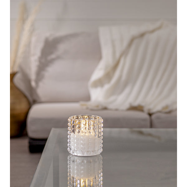 Star Trading LED-Kerze – Timer 6 Stunden an/18 Stunden aus – 9 × 10 × 9 cm, transparent