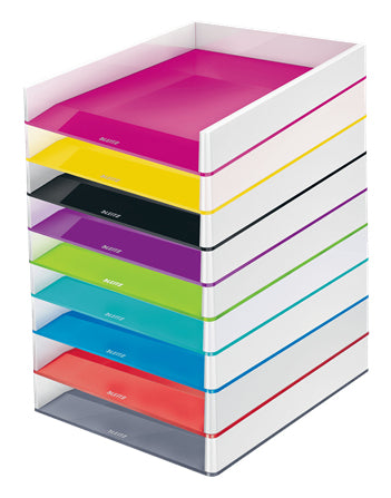Leitz WOW – Briefkorb für A4, Polystyrol (PS), Blau/Weiss, Hochglänzend, 267 × 49 × 336 mm