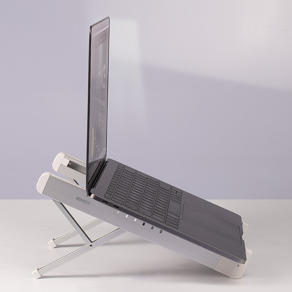 Lindy Laptop-Ständer – bis 15,6", bis 15 kg, faltbar – Silber/Weiss