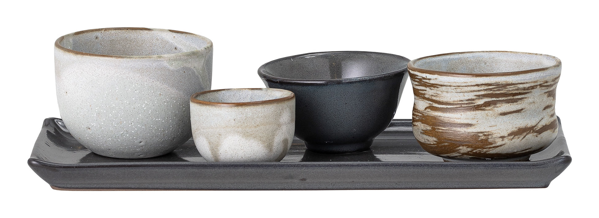 Bloomingville Masami Schalen – 5er Set, 320 ml, Ø 12 cm, Steingut, Weiss, spülmaschinenfest