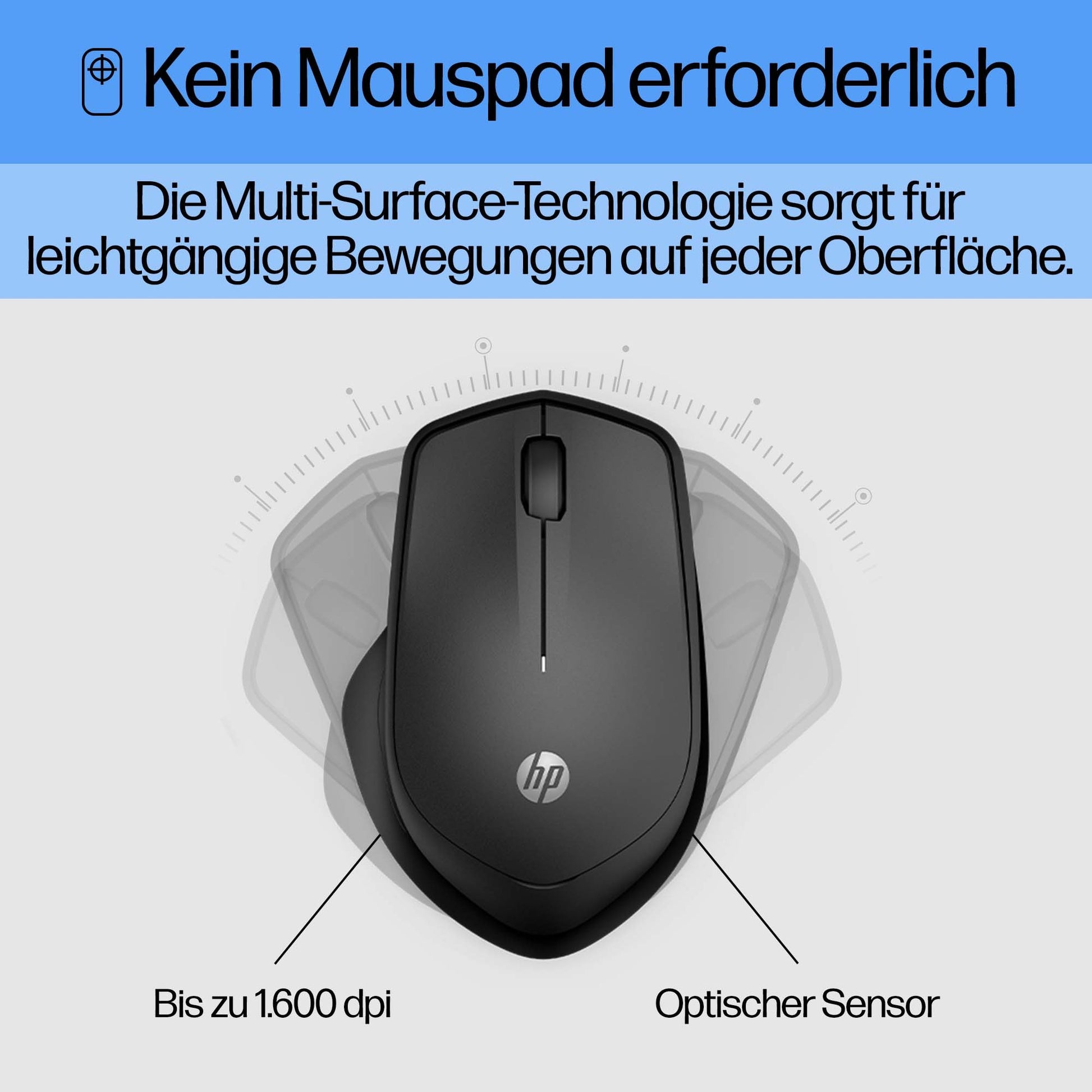 HP 280 Silent – Maus – Kabellos (2,4 GHz), Schwarz
