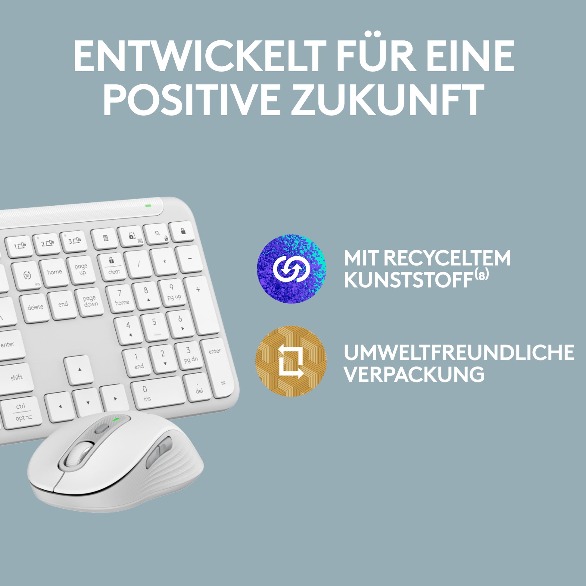 Logitech Signature Slim Combo MK950 – Tastatur, DE-Layout (DE), Weiss