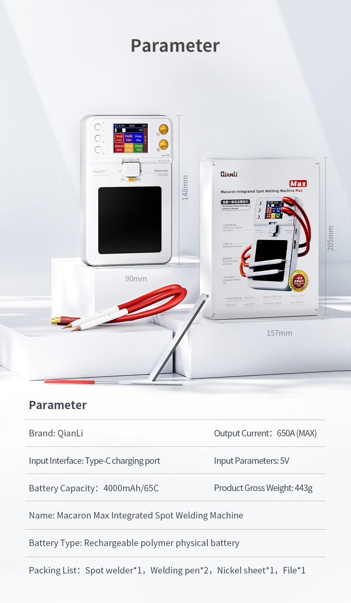CoreParts Punktschweissgerät – 4,0 Ah (65C), für iPhone 11–14 Pro Max