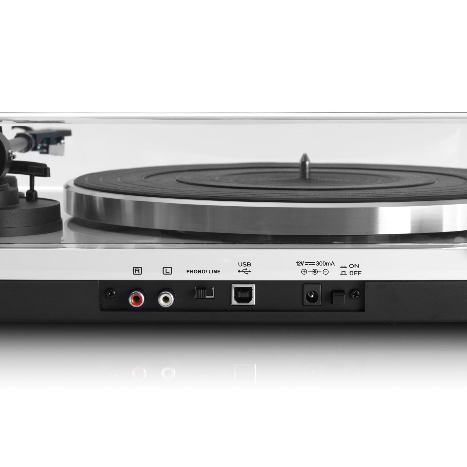 Lenco L-87 Slimline USB – Plattenspieler (Riemenantrieb, halbautomatisch), Phono-Vorverstärker, 33⅓/45 – Weiss