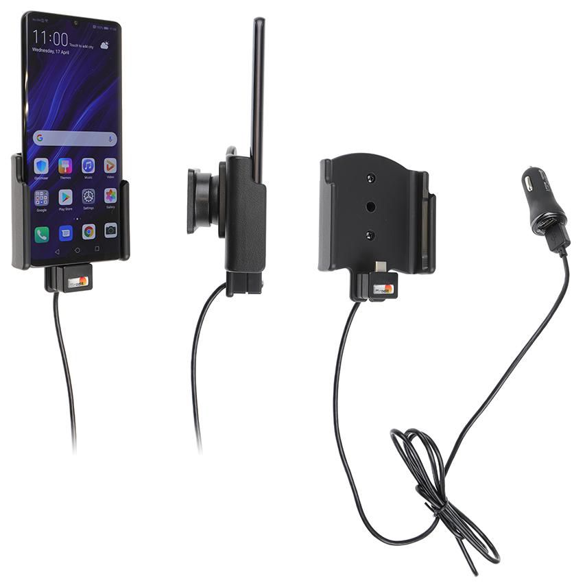 Brodit Auto-Halterung, Lüftung, neigbar 0–17°, mit Zigarettenanzünder-Kabel – für Huawei P30 Pro – Schwarz
