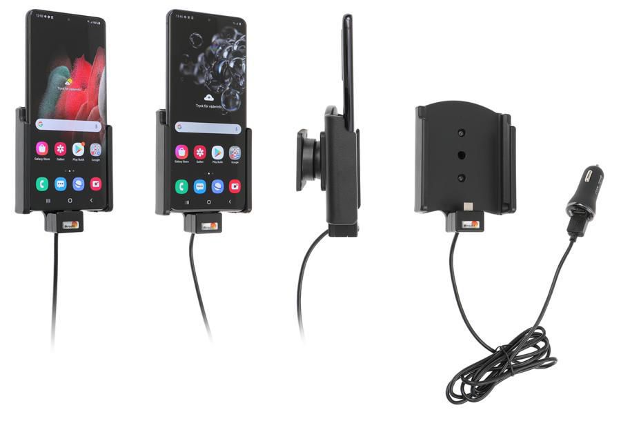 Brodit Auto-Halterung, Schraubbefestigung, mit Zigarettenanzünder, 360° – für Galaxy S20 Ultra 5G – Schwarz