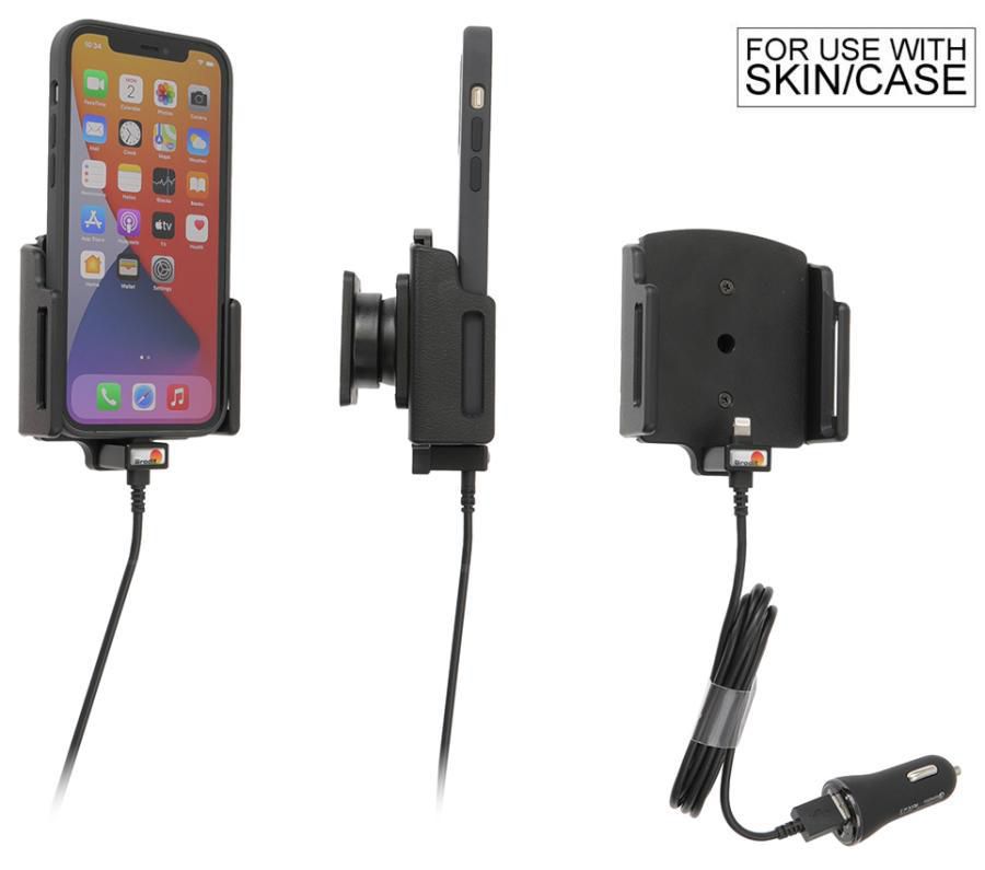 Brodit Auto-Halterung, Lüftungsmontage mit Ladefunktion (5/9/12 V) – für iPhone 12 Serie – Schwarz