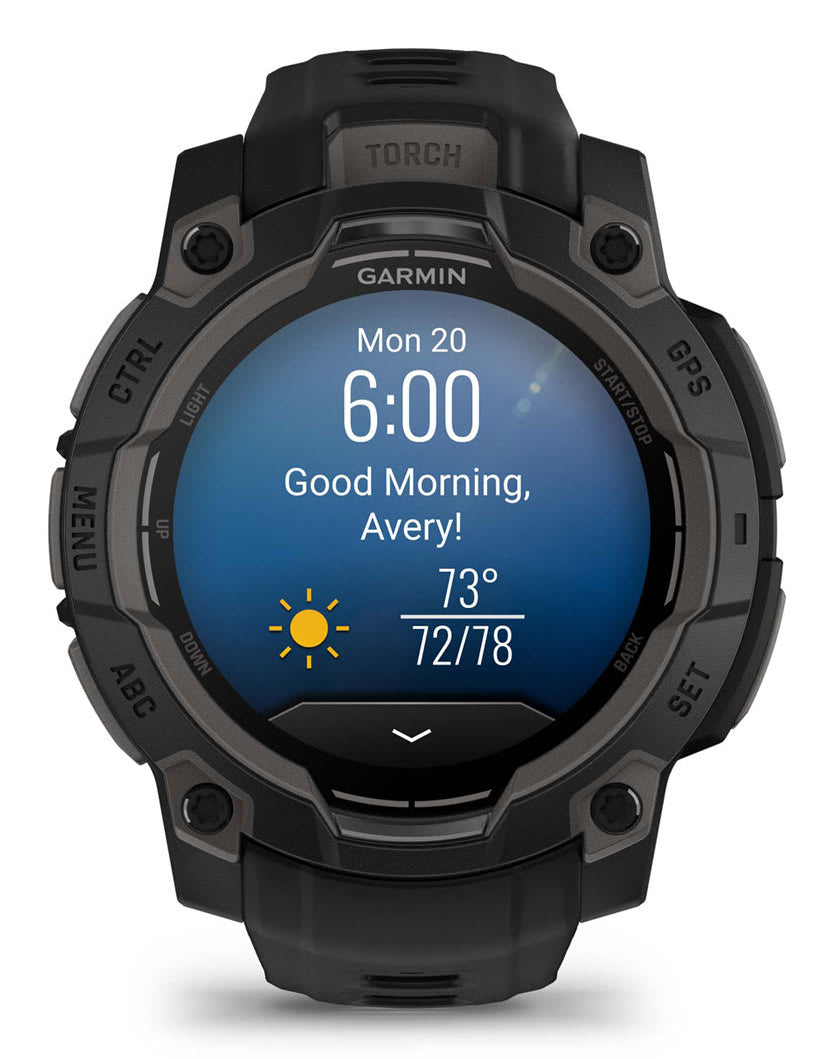 Garmin Instinct 3 – GPS-Smartwatch – 45 mm, 1,2" AMOLED, NFC, 10 ATM, Schwarz, Silikonband