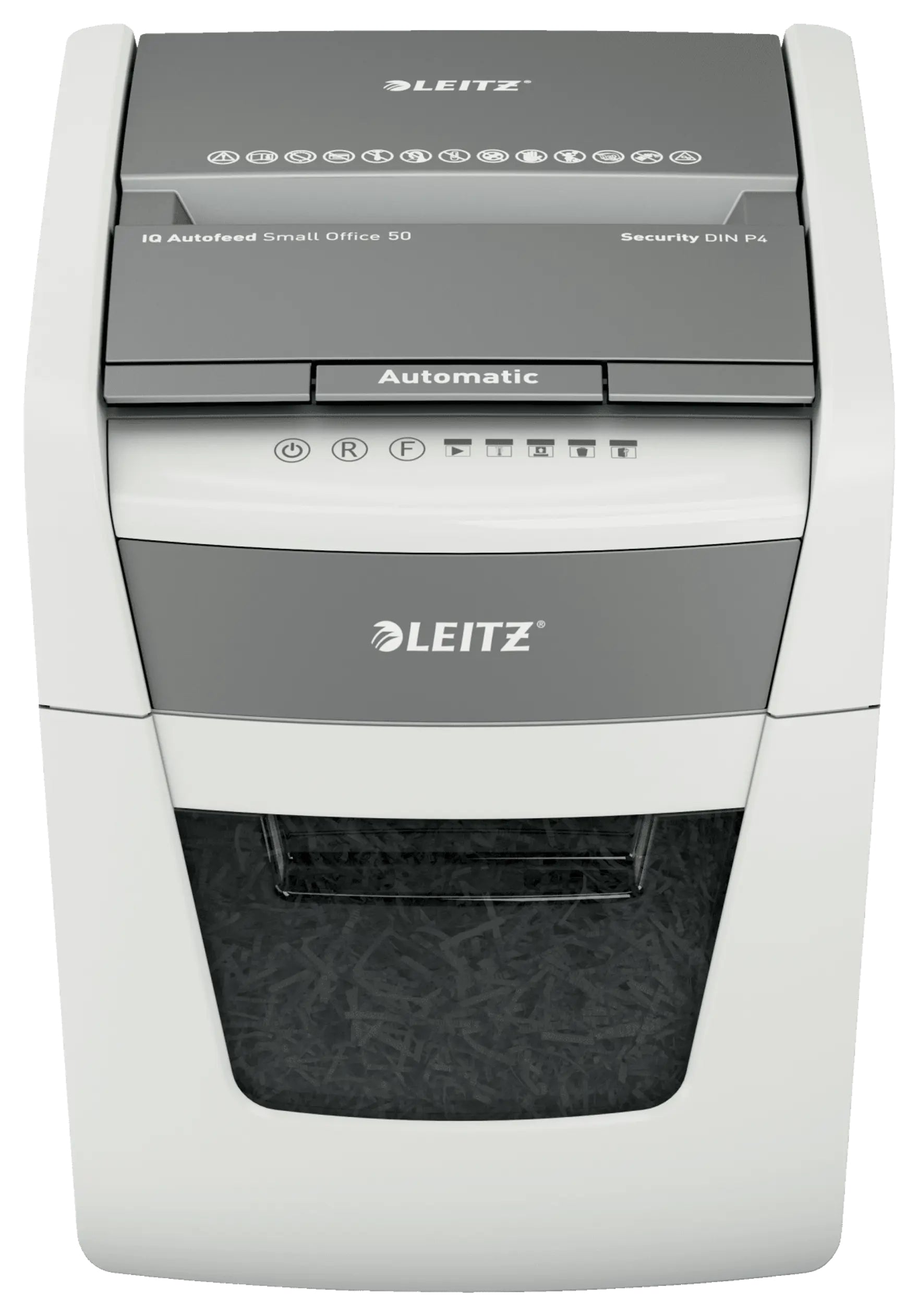 Leitz IQ Autofeed – Aktenvernichter mit Autofeed 50 Blatt, DIN P-4, Partikelschnitt 4 × 28 mm, 6 Blatt, 20 l