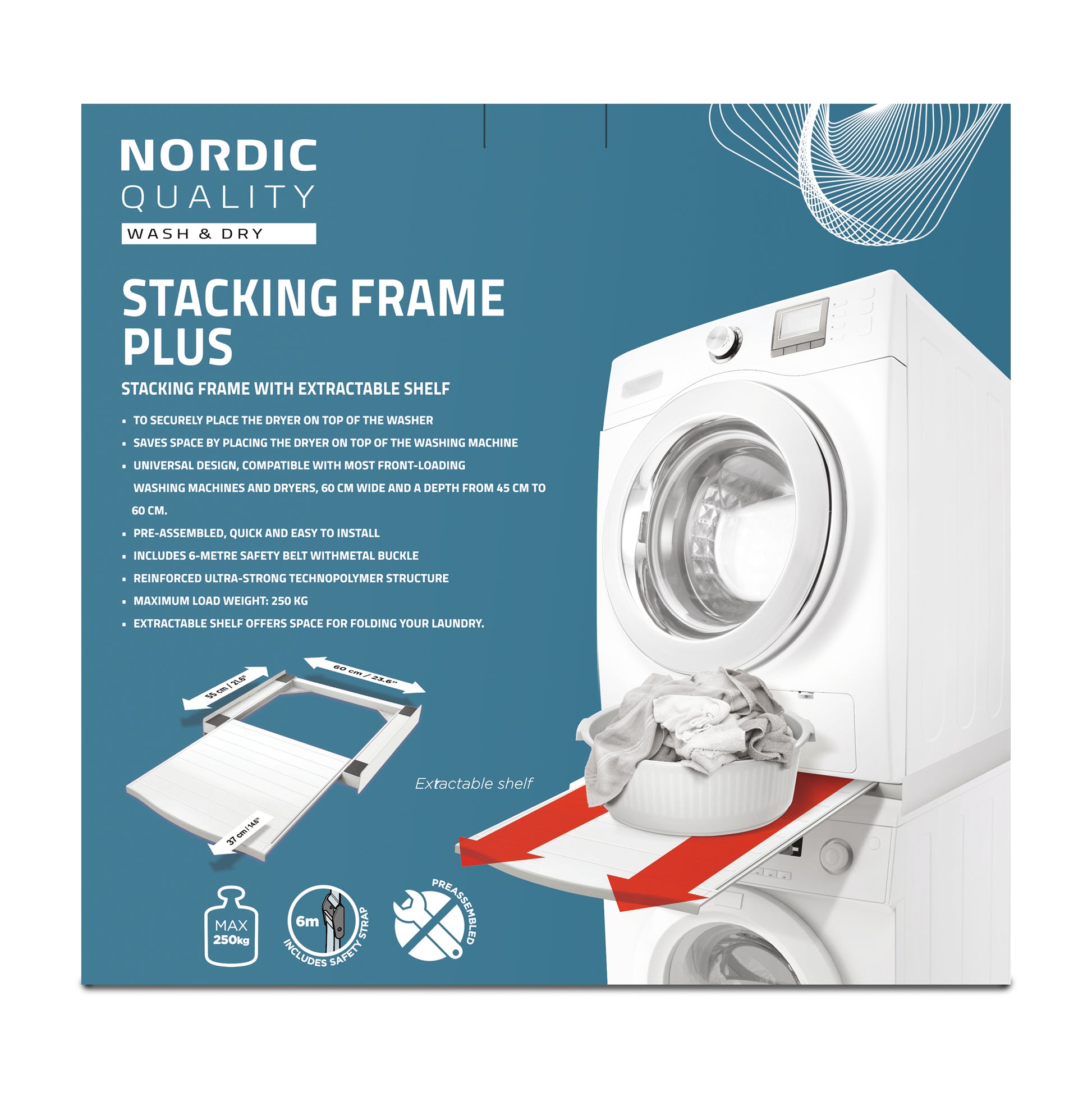 Nordic Quality 352435 Stapelset – Technopolymer – 250 kg – für Frontlader – 608 × 78 × 577 mm