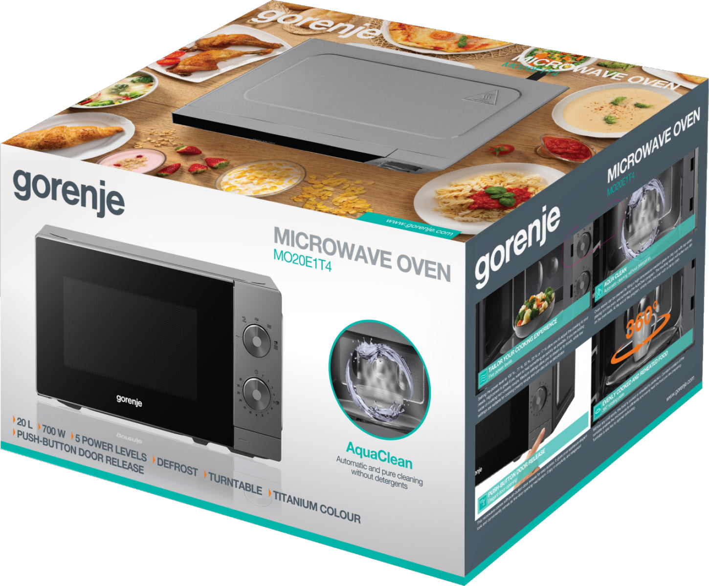 Gorenje Mikrowelle MO20E1T4 – 20 l, 700 W – schwarz/edelstahl
