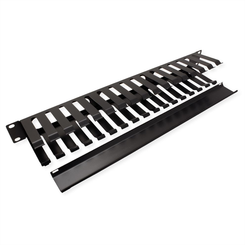 VALUE 19" Frontplatte 1 HE, Rangierkanal 40×80 mm, für 19"-Racks, Schwarz