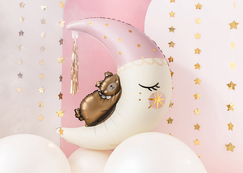 PartyDeco Folienballon Teddybär auf dem Mond – mehrfarbig – 71 × 86 cm – Folie – 1 Stk