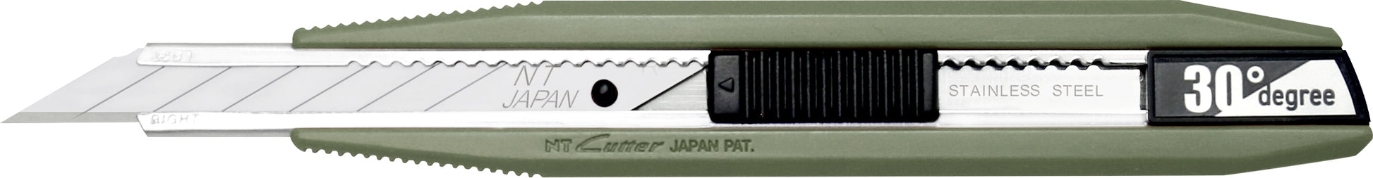 NT Cutter AR30D-LG – Abbrechmesser 9 mm, einziehbar, Edelstahlgriff, grün