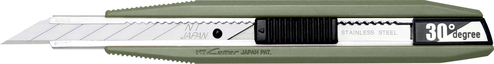 NT Cutter AR30D-LG – Abbrechmesser 9 mm, einziehbar, Edelstahlgriff, grün