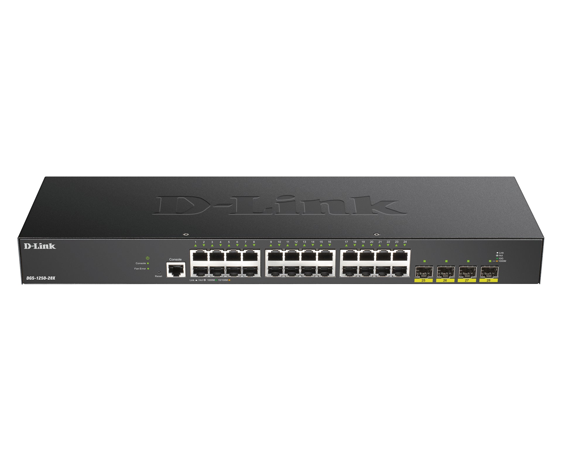 D-Link DGS-1250-28X/E – Managed L3 Switch – 24× 1G, 4× SFP+, 19", 1U