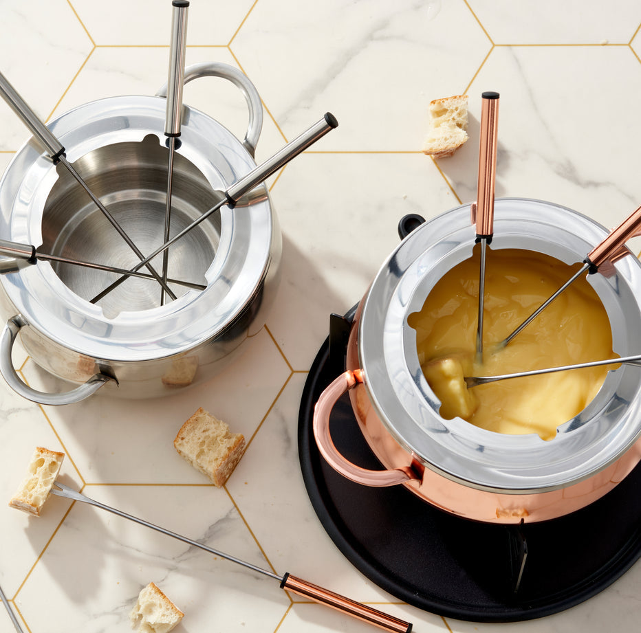 Oak & Steel Fondue-Set – 2 l – Edelstahl – für Schokoladenfondue – Roségold, 6 Personen