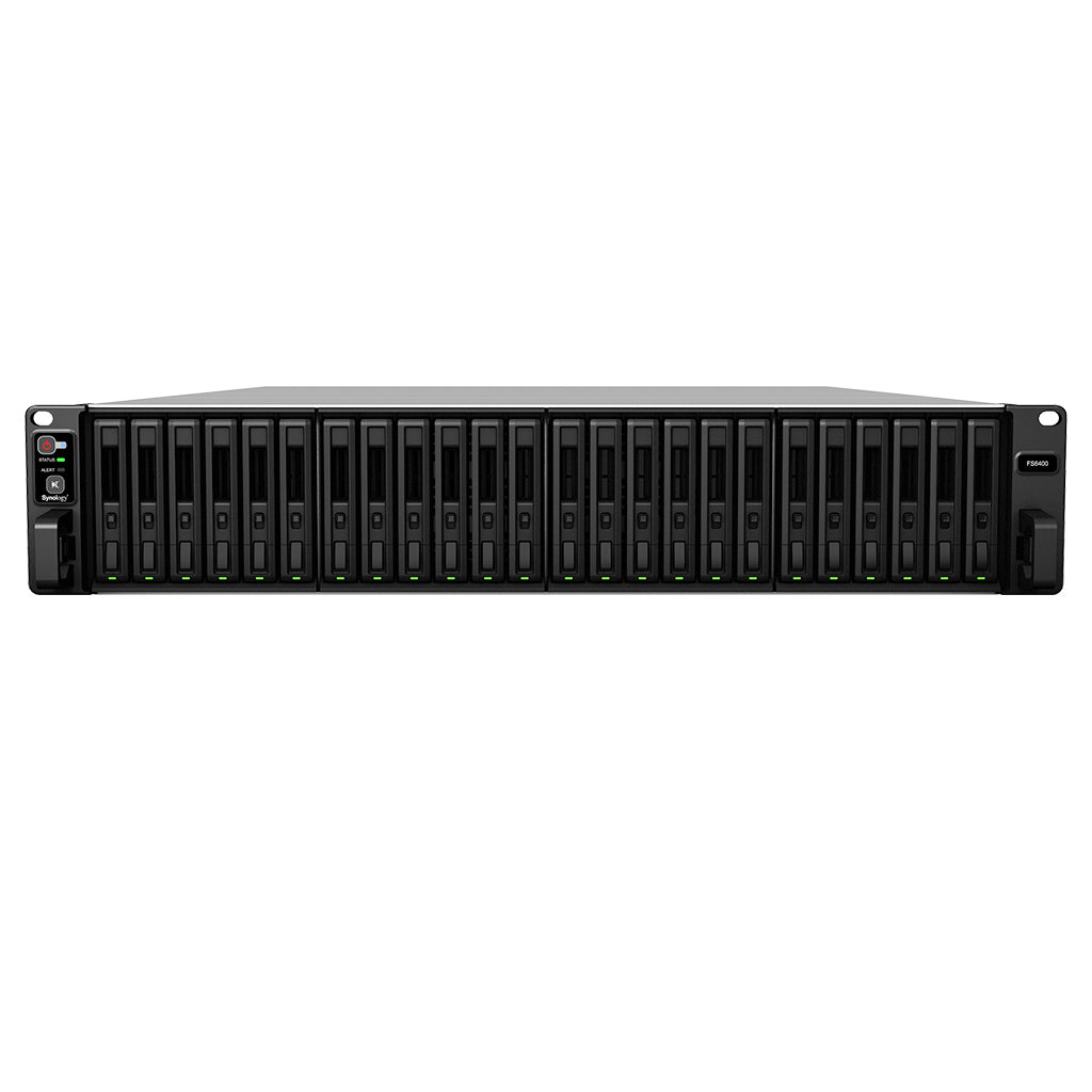 Synology FS6400 – 24-Bay Rack 2U NAS – Intel Xeon Silver 4110, 32 GB RAM, 1GbE, redundantes Netzteil