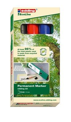 Edding Permanent Marker – rot, blau, grün, schwarz, 4er Set