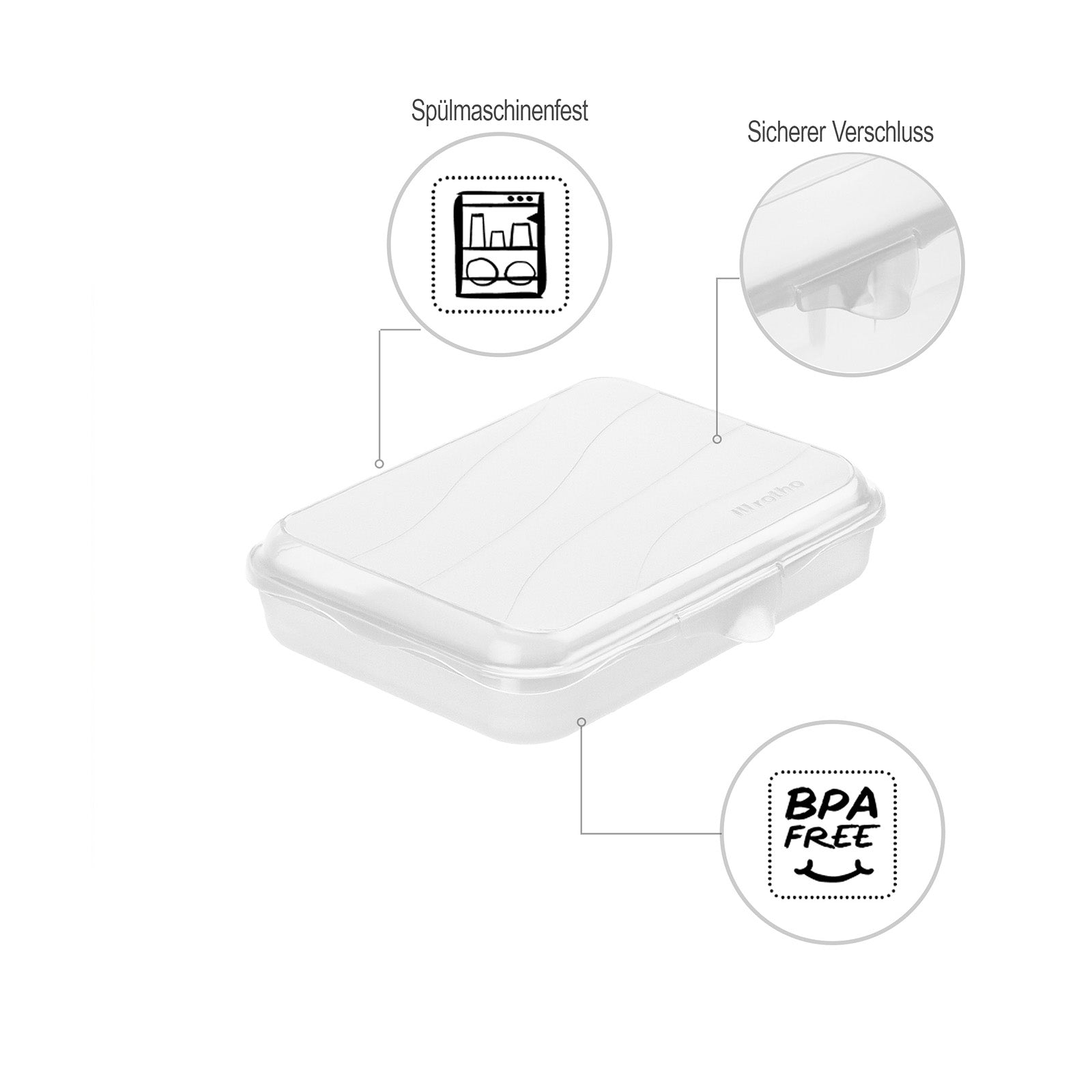 Rotho Lunchbox 750 ml, 19,5 × 14,5 × 4 cm, Polypropylen (PP), transparent