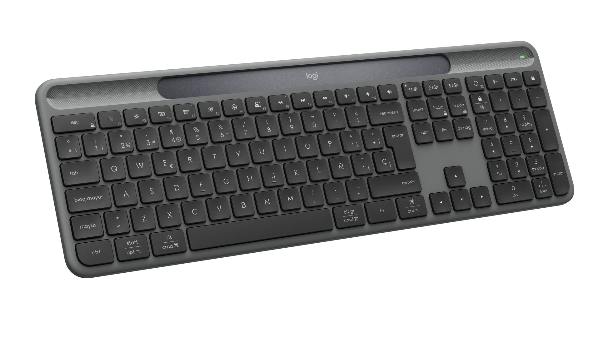Logitech Signature Slim Solar+ K980 – Tastatur – Bluetooth & 2,4 GHz – Solar (integrierter Akku) – Graphit