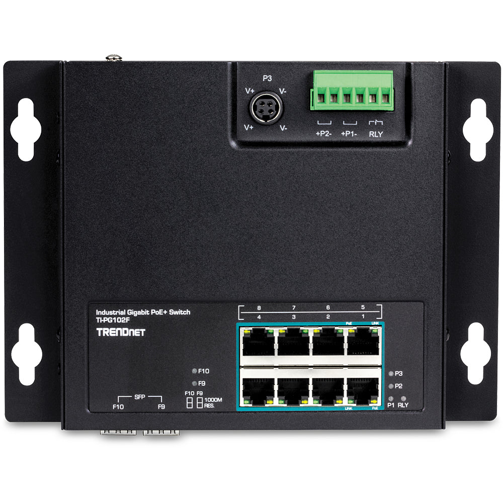 Trendnet TI-PG102F – Switch – 8× 1G, 2× SFP, PoE+, PoE-Budget 240 W, Wandmontage