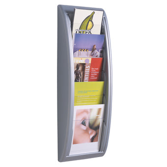 PaperFlow Wandprospekthalter 5 Fächer A5 – Polystyrol, alufarben – K540635