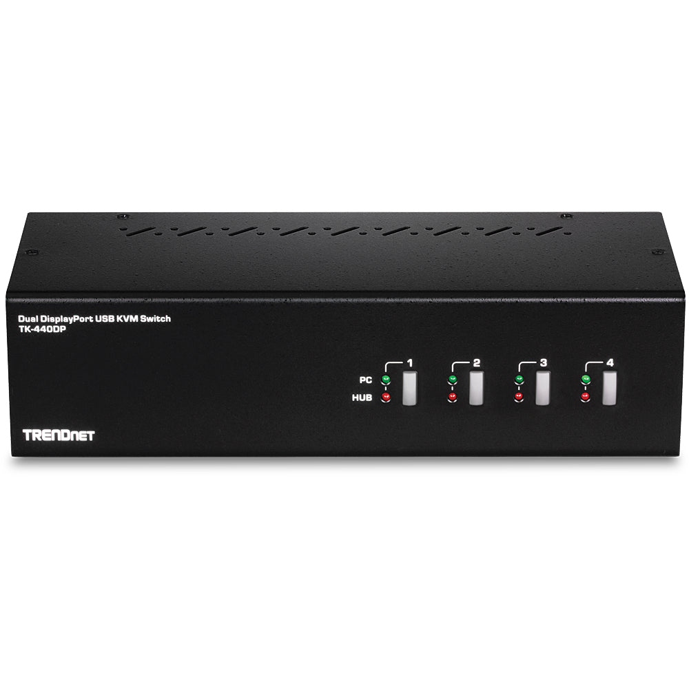 TRENDnet TK-440DP – 4-Port Dual-View DP KVM-Switch – 4K/60 Hz, USB 2.0-Hub, Audio