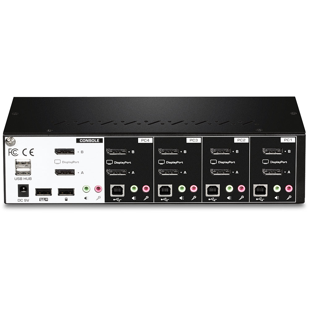 TRENDnet TK-440DP – 4-Port Dual-View DP KVM-Switch – 4K/60 Hz, USB 2.0-Hub, Audio