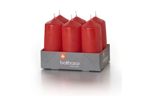 Balthasar Zylinderkerze – Ø 4 × 9,5 cm – Rot – 6-teilig