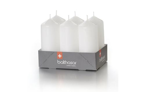 Balthasar Zylinderkerze, weiss, 9,5 cm, Ø 4 cm, 6er-Set – für Innenbereich