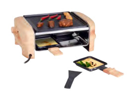Nouvel Raclette Wood Elegance – 4 Personen, 600 W, Aluguss-Grillplatte – Schwarz/Holz