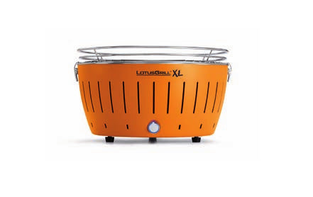 LotusGrill Tischgrill – 40,5 cm, Holzkohle, Edelstahl – Orange
