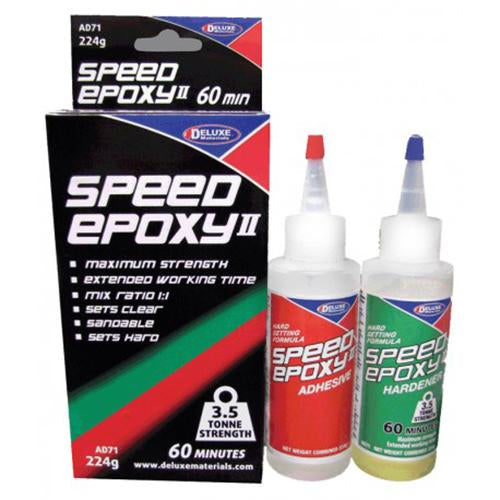 Deluxe Materials 2K-Epoxidharzkleber Speed Epoxy II 60 min – transparent – 2 Stk – 224 g – für Holz