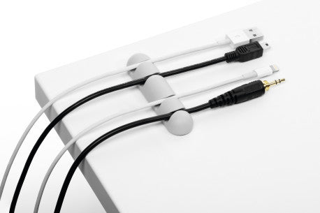 Durable Kabel-Clip – 82 × 20 mm, Kunststoff, Grau, selbstklebend, 2er-Pack, für 4 Kabel bis Ø 5 mm