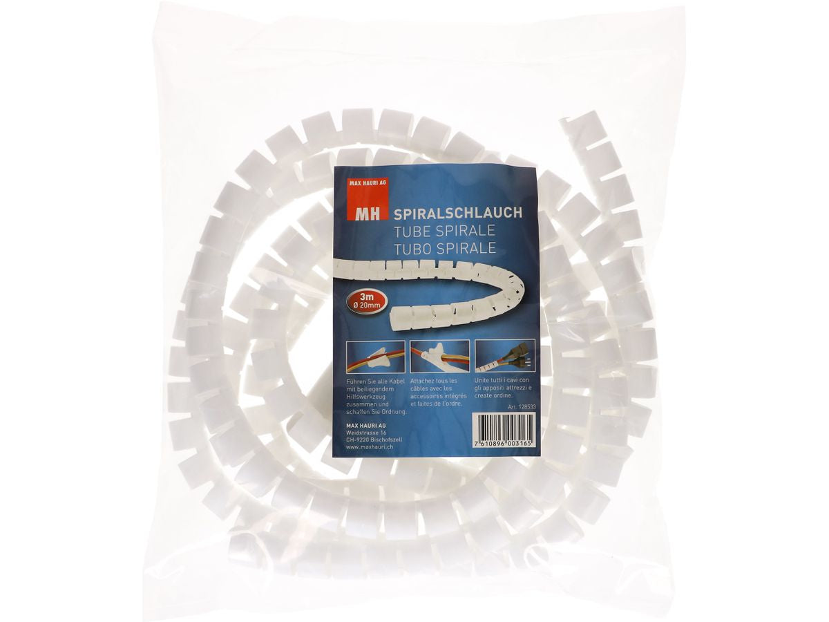 Max Hauri AG Max Hauri Kabelschlauch, Ø 20 mm × 3 m, inkl. Einführhilfe – weiss