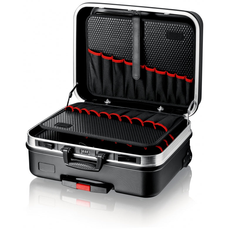 Knipex BIG Basic Move Werkzeugkoffer 33 l – mit Rollen, abschliessbar, schwarz, B 430 × H 280 × T 510 mm