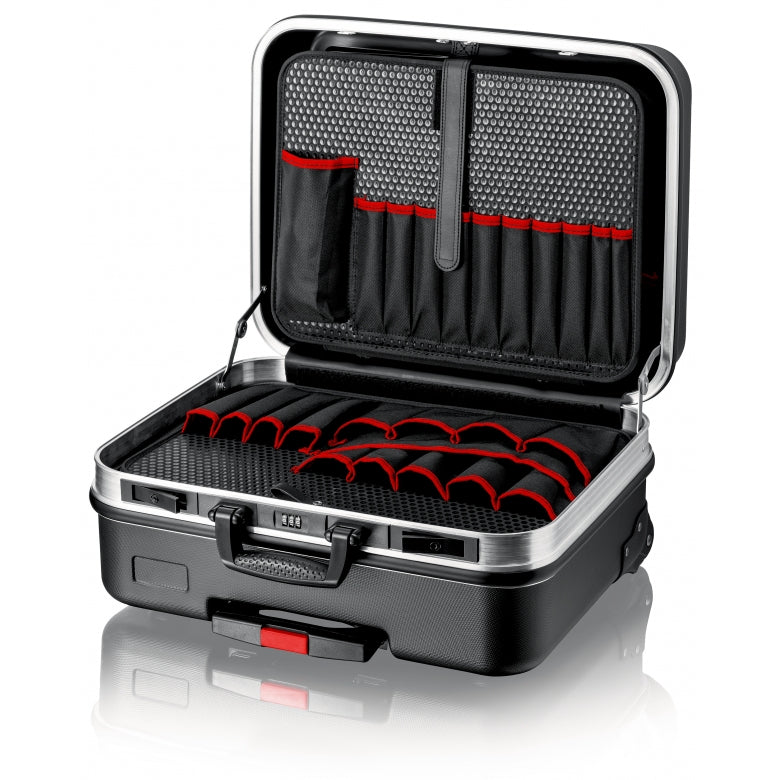Knipex BIG Basic Move Werkzeugkoffer 33 l – mit Rollen, abschliessbar, schwarz, B 430 × H 280 × T 510 mm