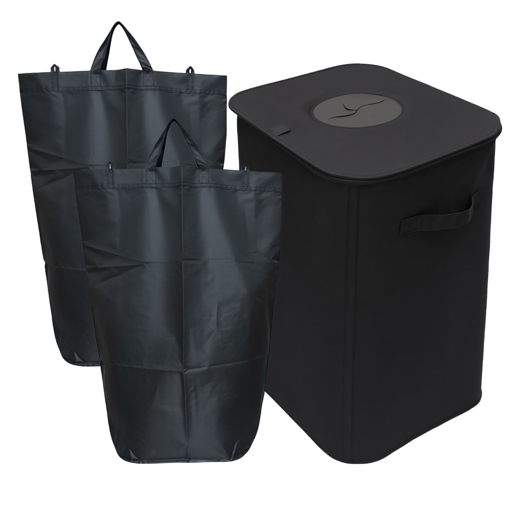 Relaxdays Recyclingbox – 100 l – Polyester/Glasfaser, rechteckig – schwarz – abnehmbar, mit Griffen