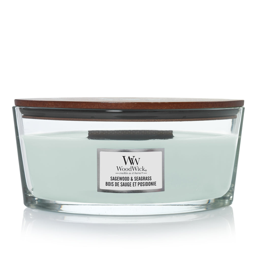 WoodWick Duftkerze – Sagewood & Seagrass – Ø 19,1 × 9,2 cm
