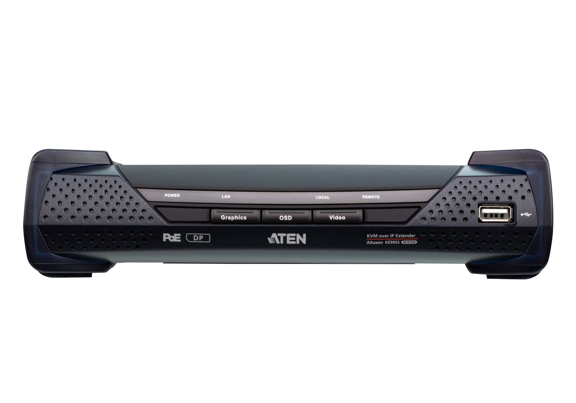 ATEN KE9952R – KVM-Extender (Empfänger, DisplayPort) – 4K (3840×2160 bei 30 Hz), PoE, rackfähig, schwarz