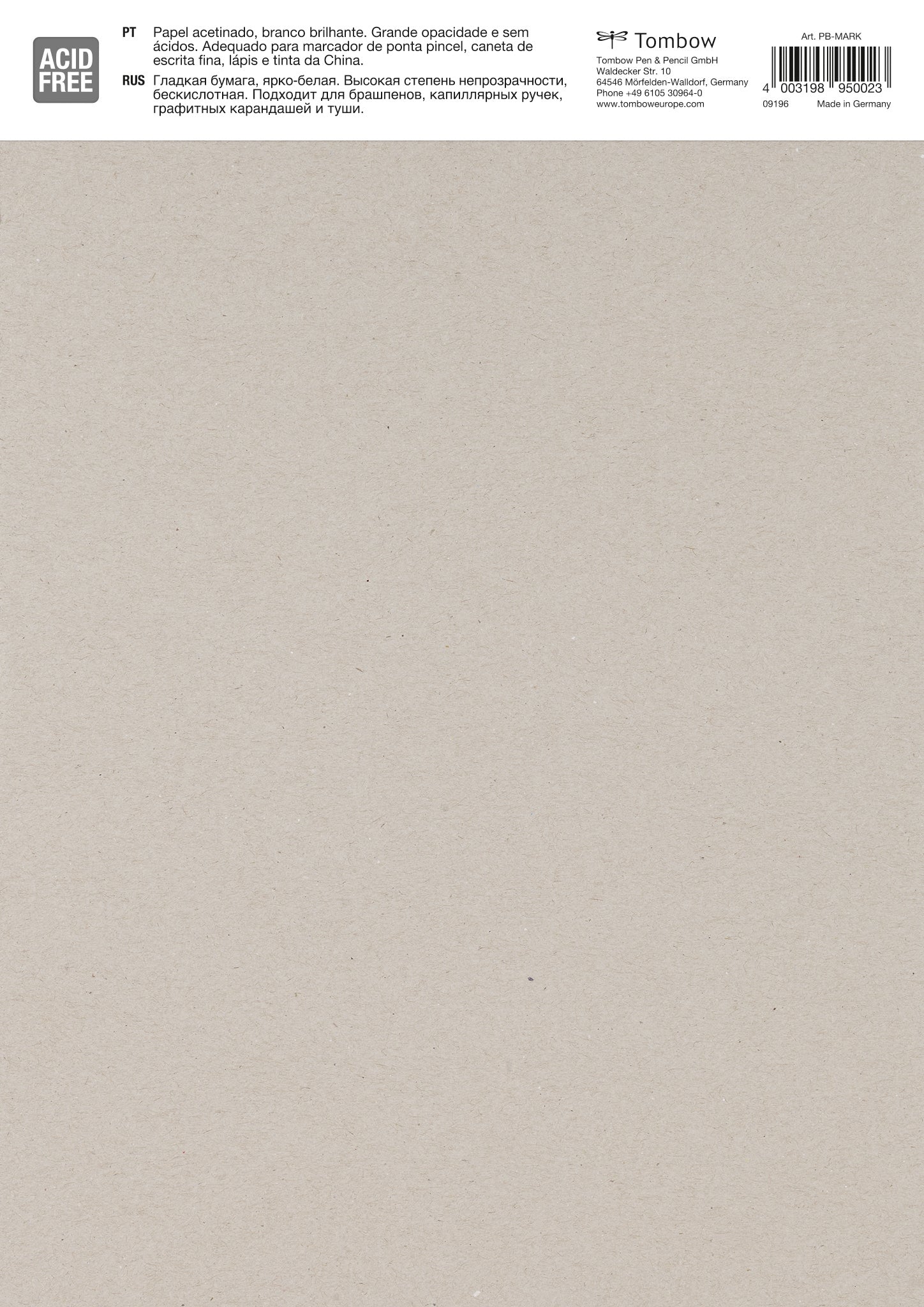 Tombow Bristolpapier zum Zeichnen, Papier, 20 × 29,7 cm, Hellweiss