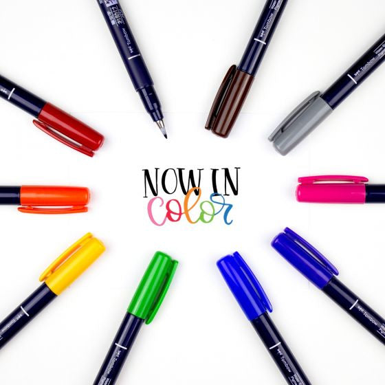 Tombow Fudenosuke Kalligrafiestifte, Doppelspitze – Pinsel- & Rundspitze, wasserbasiert, 10 Farben