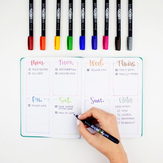 Tombow Fudenosuke Kalligrafiestifte, Doppelspitze – Pinsel- & Rundspitze, wasserbasiert, 10 Farben