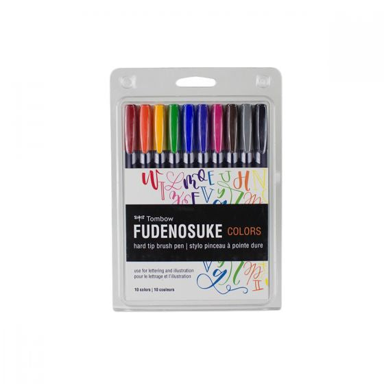 Tombow Fudenosuke Kalligrafiestifte, Doppelspitze – Pinsel- & Rundspitze, wasserbasiert, 10 Farben