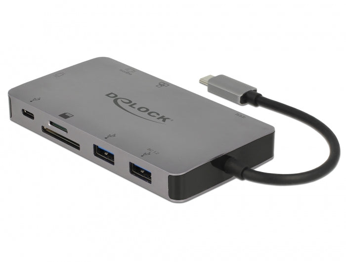 DeLOCK 87735 Dockingstation – USB-C, 1× HDMI, 1× VGA, 2× USB-A, GbE, SD, für Windows/Mac/Linux