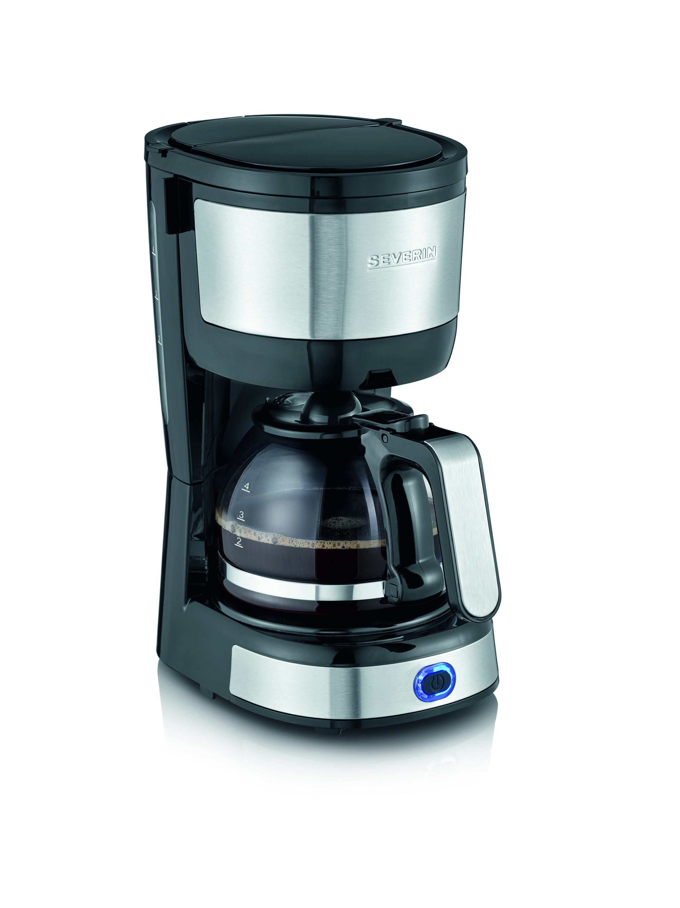 Severin KA 4808 Filterkaffeemaschine – 4 Tassen, Karaffe, Schwarz/Edelstahl, 19,5 × 27 × 14 cm