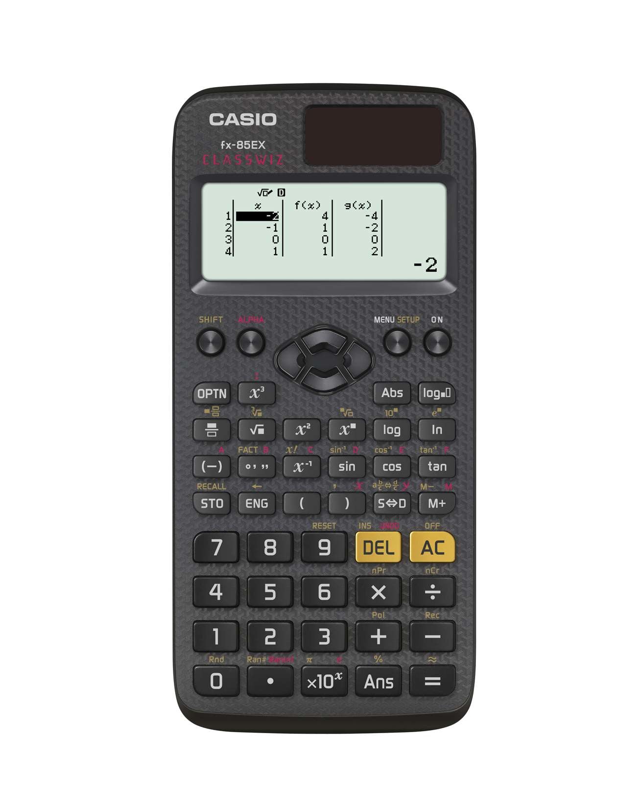 Casio Taschenrechner FX-85EX – 10+2-stellig, 2-zeiliges LCD, Rundung, Solar, 77×166×11 mm