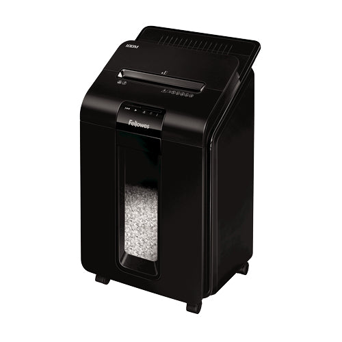Fellowes AutoMax 100M – Aktenvernichter mit Autofeed 100 Blatt, DIN P-4, Partikelschnitt 4 × 10 mm, 23 l
