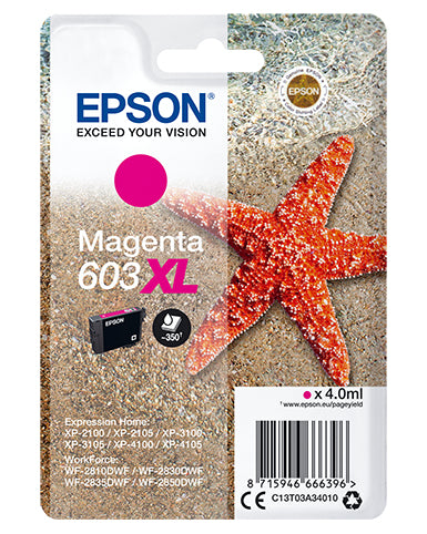 Epson Tintenpatrone C13T03A34010, Magenta, 350 Seiten – für Tintenstrahldrucker und Multifunktionsgeräte